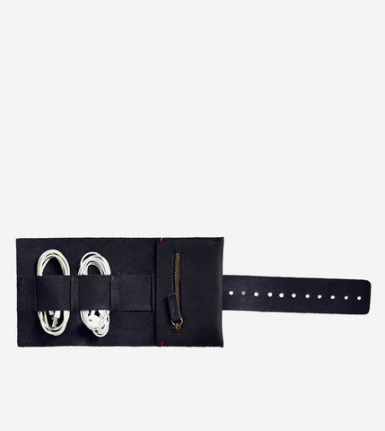 Leather Cord Roll - Jet Black